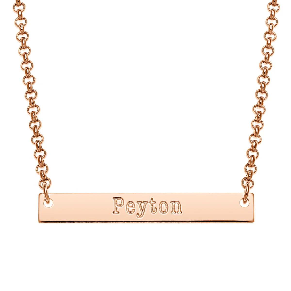 14K Rose Gold Plated Engraved Name Mini Bar Necklace - Image 6