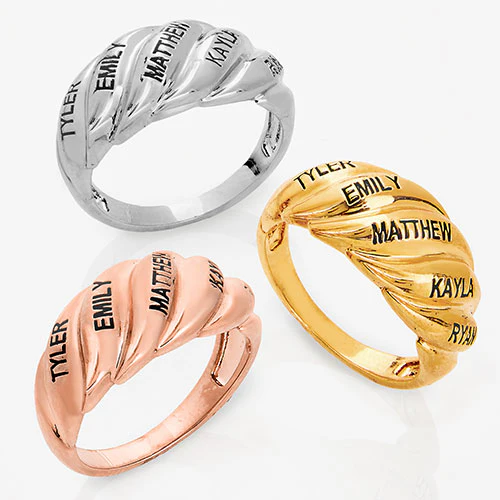14K Rose Gold Plated Engraved Swirl Dome Ring - Image 4