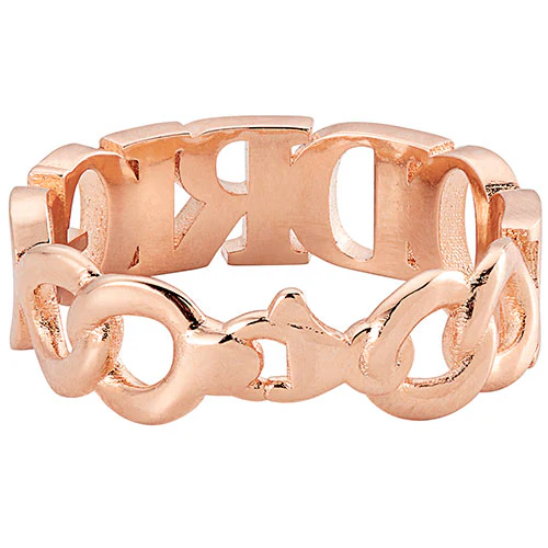 14K Rose Gold Plated Frozen Chain Name Ring - Image 2