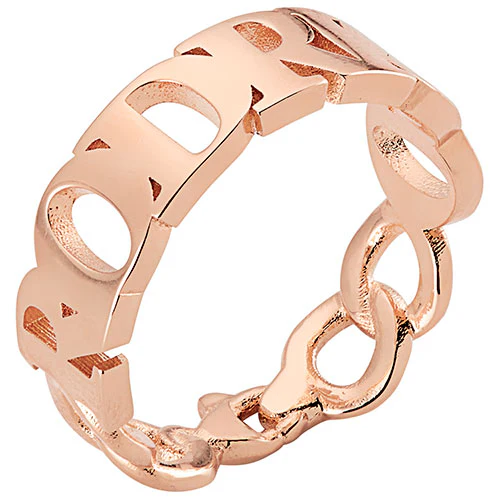 14K Rose Gold Plated Frozen Chain Name Ring - Image 3