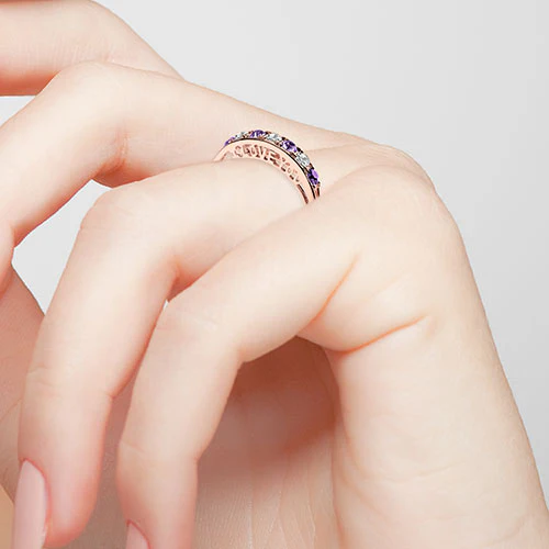14K Rose Gold Plated I LOVE YOU Simulated Amethyst and Clear Crystal Ring - Image 3