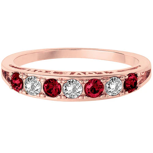 14K Rose Gold Plated I LOVE YOU Simulated Garnet and Clear Crystal Ring - Image 2