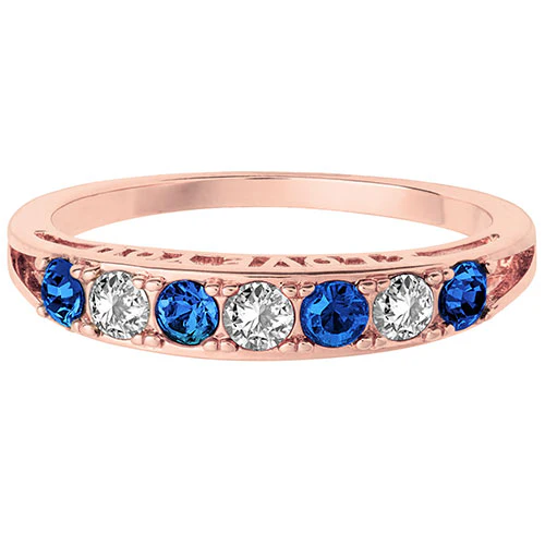 14K Rose Gold Plated I LOVE YOU Simulated Sapphire and Clear Crystal Ring - Image 2