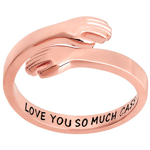 14K Rose Gold Plated Personalized Hug Ring
