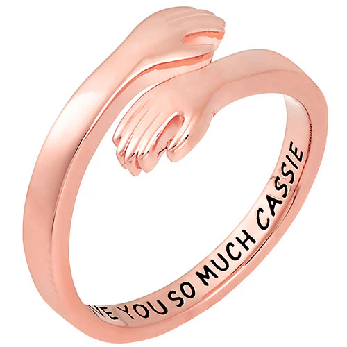 14K Rose Gold Plated Personalized Hug Ring - Image 2