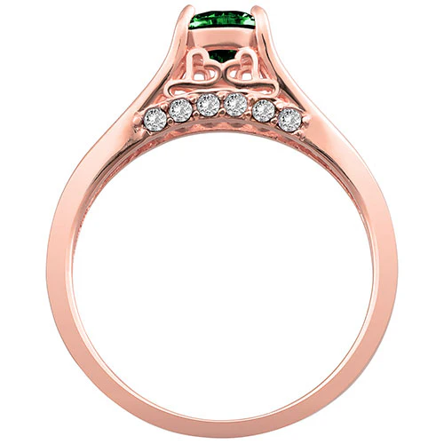 14K Rose Gold Plated Simulated Emerald and Clear Crystal Ring - Image 3