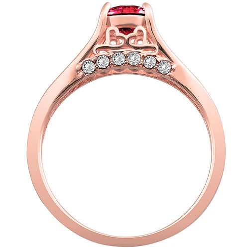 14K Rose Gold Plated Simulated Ruby and Clear Crystal Ring - Image 3