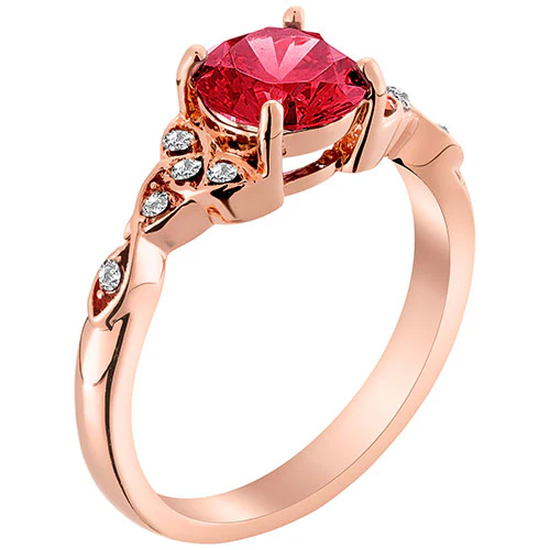 14K Rose Gold Plated Simulated Ruby and Clear Crystal Trinity Knot Ring - Image 2