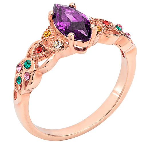 14K Rose Gold Plated Trinity Family Marquise Birthstone Ring - Image 2