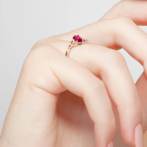 14K Rose Gold Plated Trinity Marquise Birthstone Class Ring - Image 3