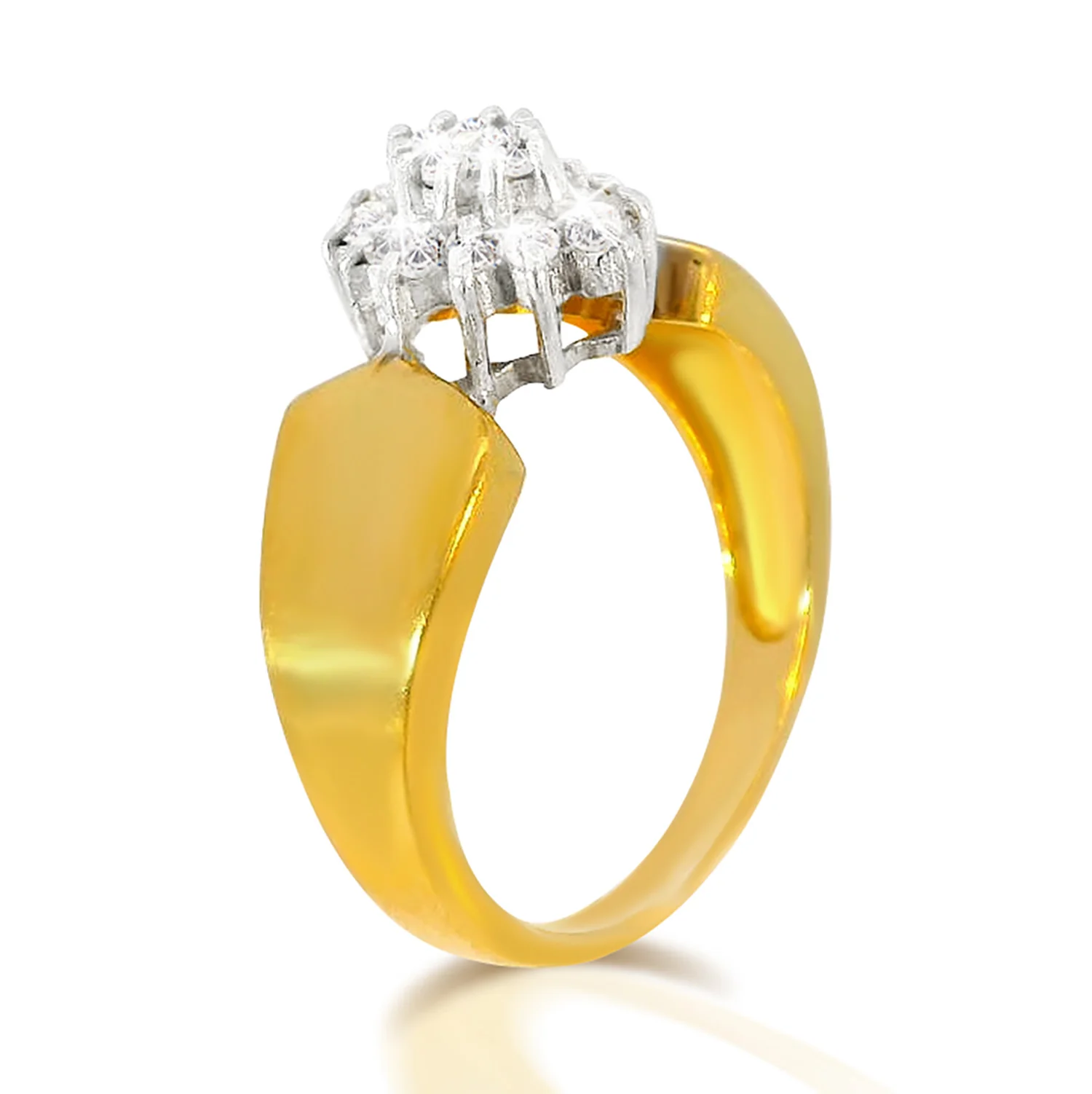 18K Gold over Sterling Genuine 1/4 Carat Diamond Cluster Ring - Image 3