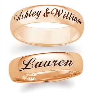 18K Gold over Sterling Laser Top-Engraved Name/Message Band
