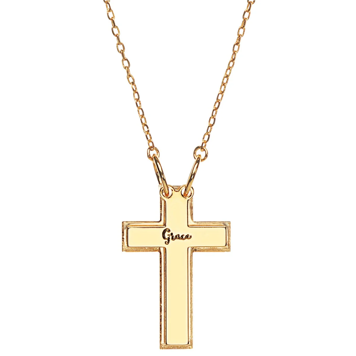 3-D Engraved Cross with Clear Back Necklace - Image 5