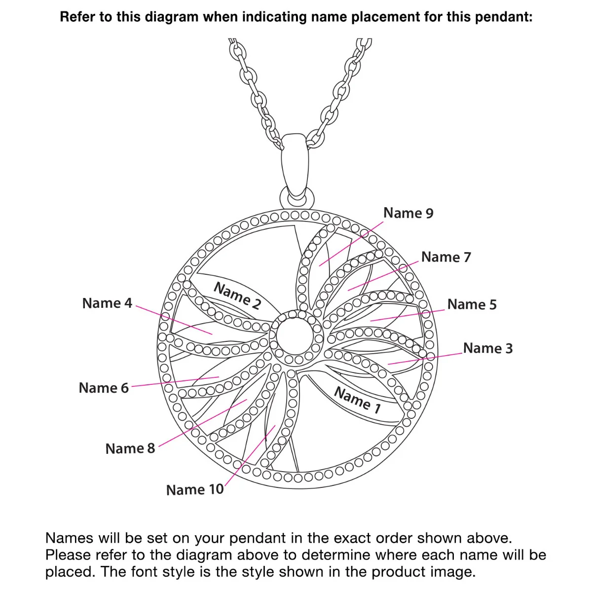 3-D Engraved Starburst with Birthstone Spinner Necklace - Image 12