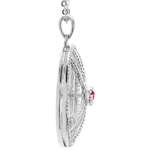 3-D Engraved Starburst with Birthstone Spinner Necklace - Image 15