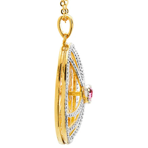 3-D Engraved Starburst with Birthstone Spinner Necklace - Image 16