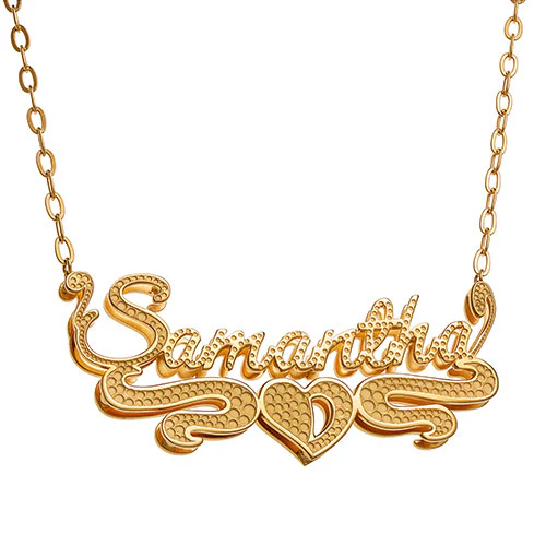 Personalized Double Nameplate Beaded Necklace