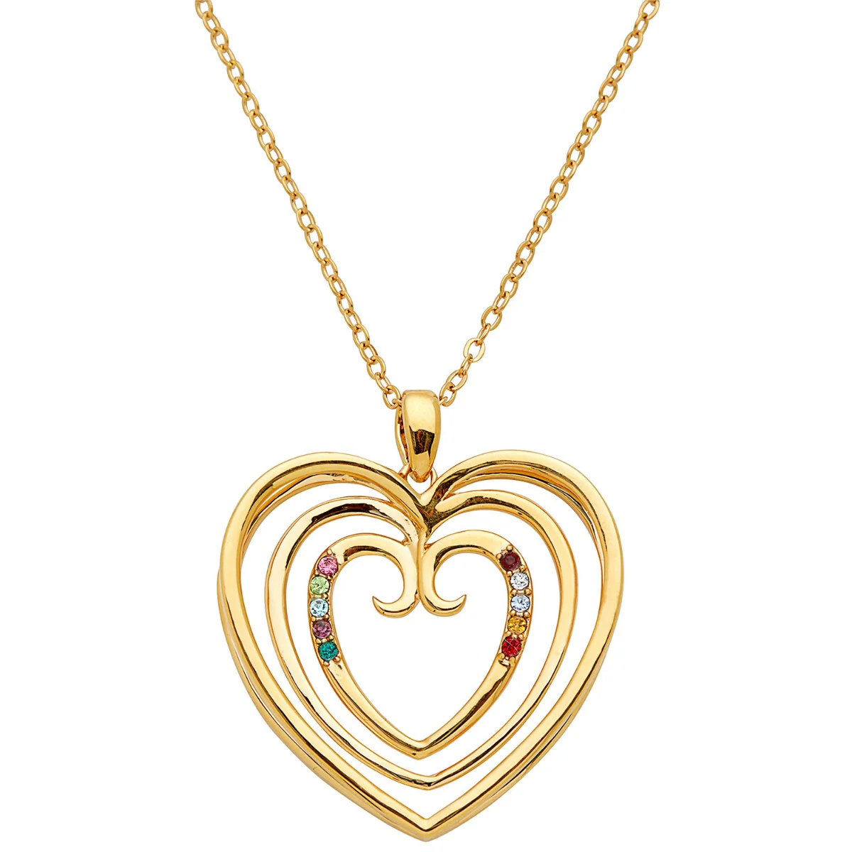 3-D Triple Heart Birthstone Necklace - Image 4