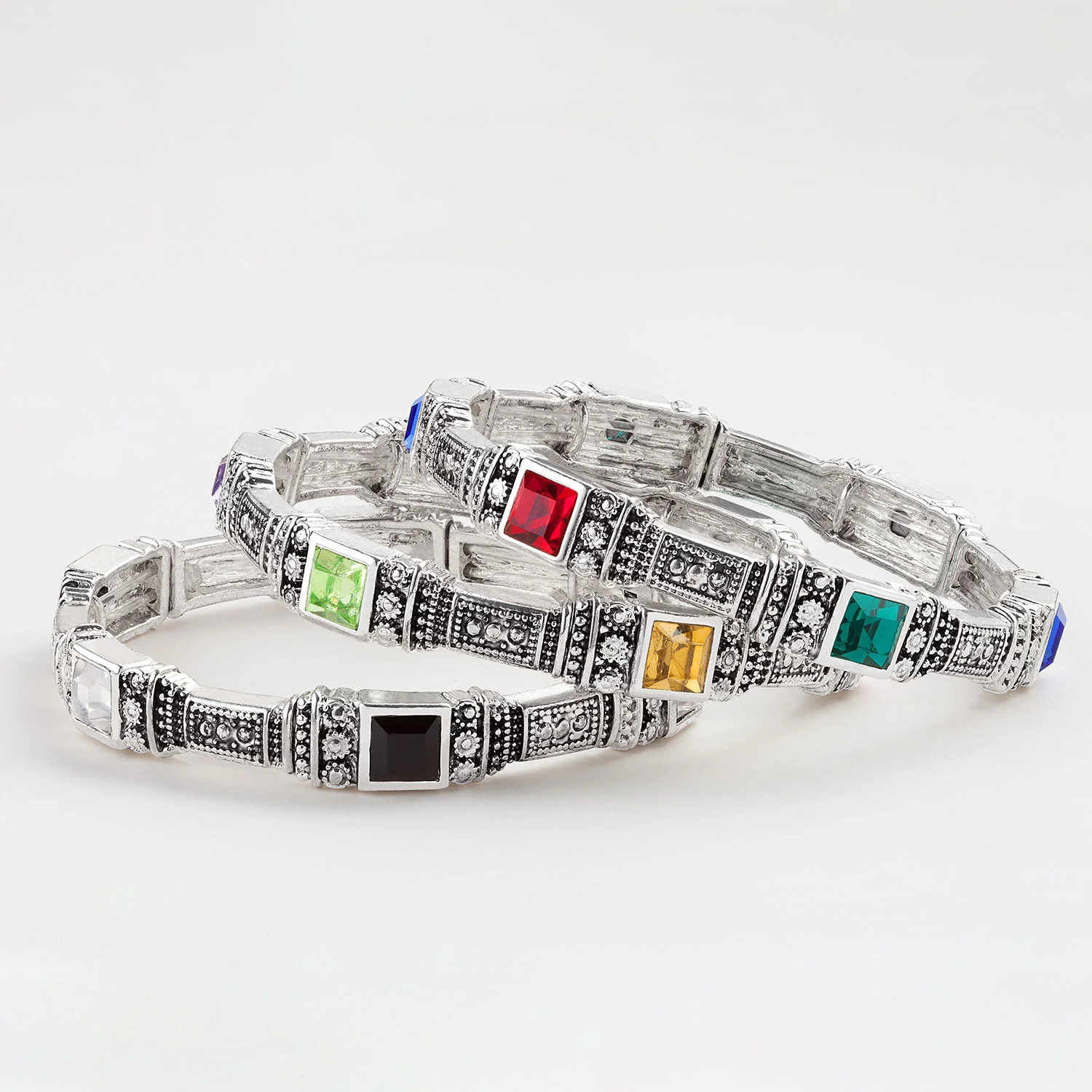 3 Piece Crystal Stretch Bracelet Set - Image 2