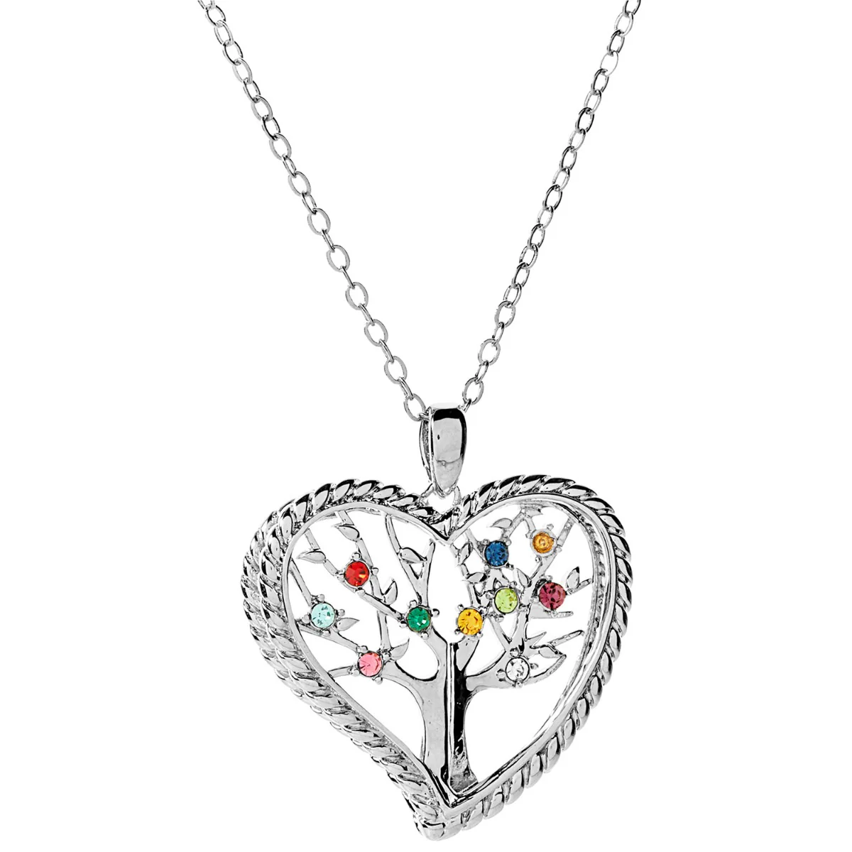 3D Angle Heart Tree of Life with Birthstone Rope Necklace - Image 2