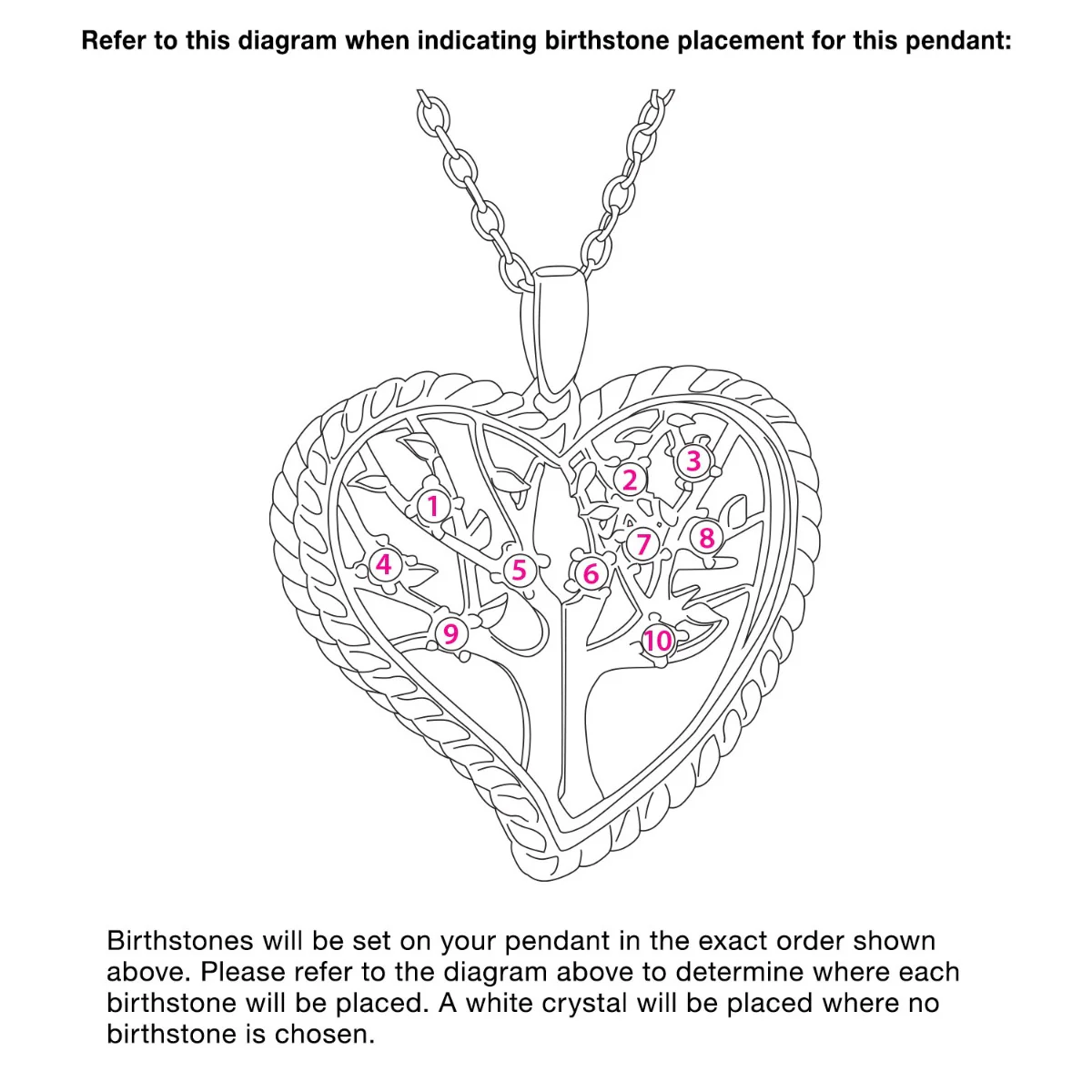 3D Angle Heart Tree of Life with Birthstone Rope Necklace - Image 5