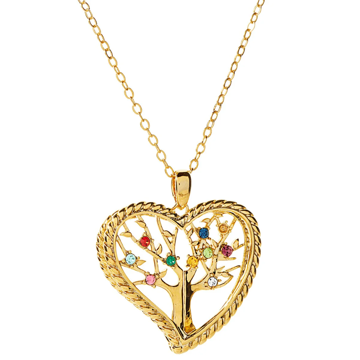 3D Angle Heart Tree of Life with Birthstone Rope Necklace - Image 6