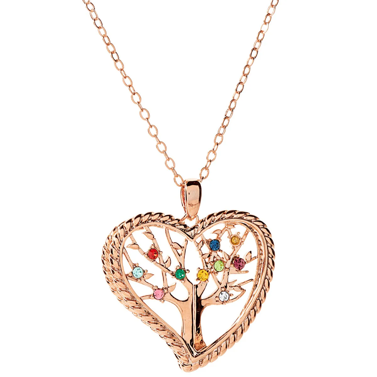 3D Angle Heart Tree of Life with Birthstone Rope Necklace - Image 8