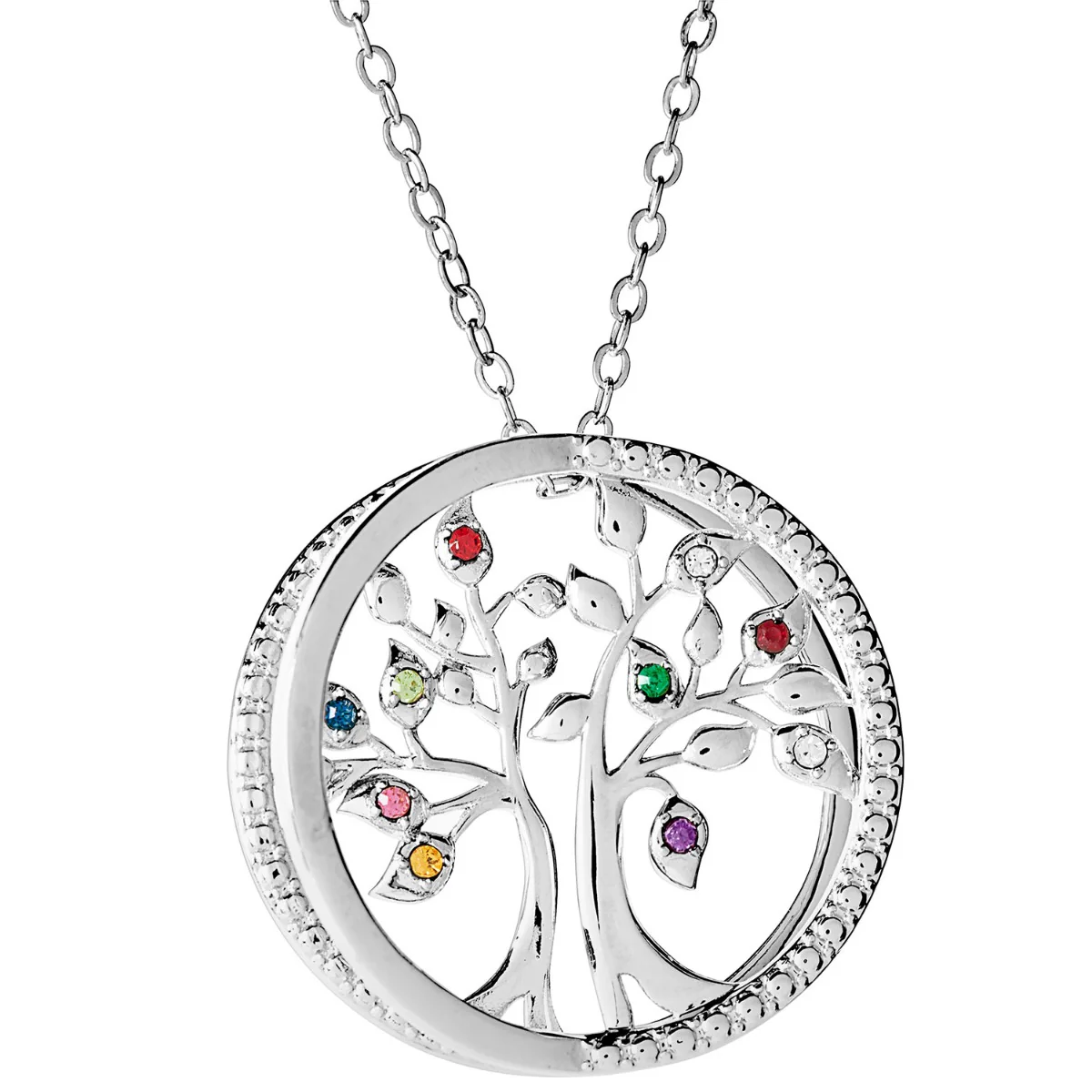 3D Tree of Life with Birthstone Rope Necklace