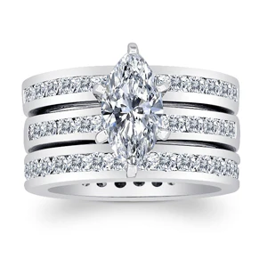 5.5 Carat Marquise CZ 3 Piece Ring Set - Image 2