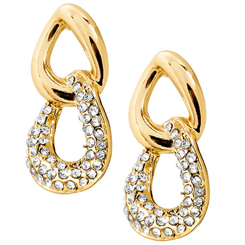 6 Pair Gold Plated Hoop Earring Set With Stone Accents - Image 10