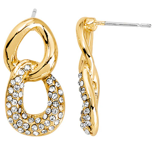 6 Pair Gold Plated Hoop Earring Set With Stone Accents - Image 11