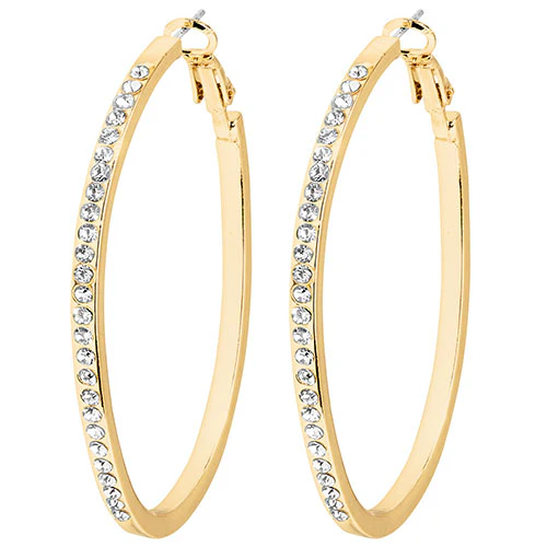 6 Pair Gold Plated Hoop Earring Set With Stone Accents - Image 4