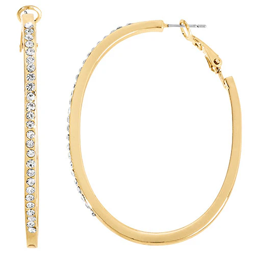 6 Pair Gold Plated Hoop Earring Set With Stone Accents - Image 5