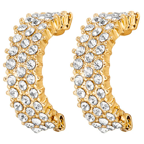6 Pair Gold Plated Hoop Earring Set With Stone Accents - Image 8
