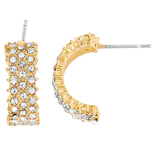 6 Pair Gold Plated Hoop Earring Set With Stone Accents - Image 9