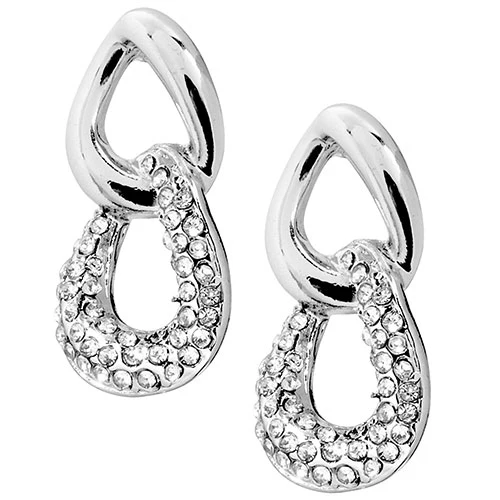 6 Pair Silver Plated Hoop Earring Set With Stone Accents - Image 10