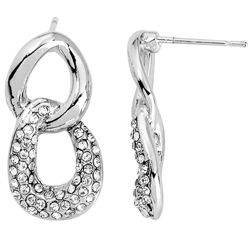 6 Pair Silver Plated Hoop Earring Set With Stone Accents - Image 11