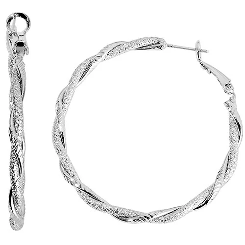 6 Pair Silver Plated Hoop Earring Set With Stone Accents - Image 3