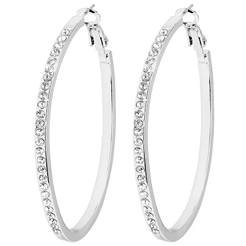 6 Pair Silver Plated Hoop Earring Set With Stone Accents - Image 4