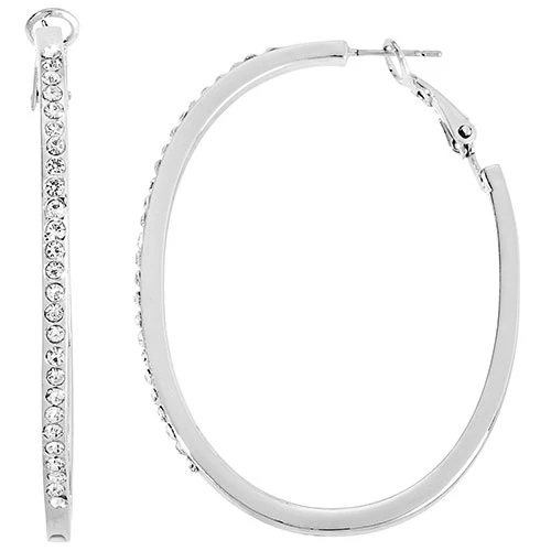 6 Pair Silver Plated Hoop Earring Set With Stone Accents - Image 5