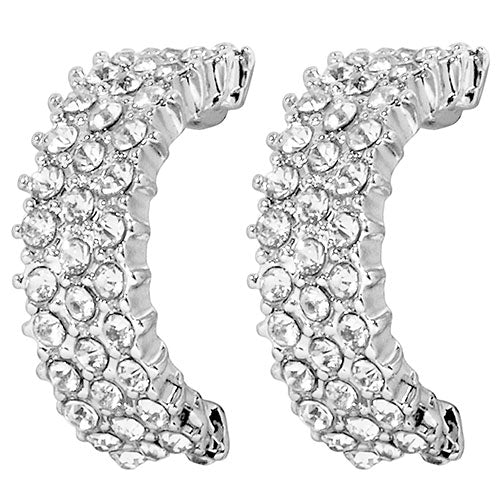 6 Pair Silver Plated Hoop Earring Set With Stone Accents - Image 8