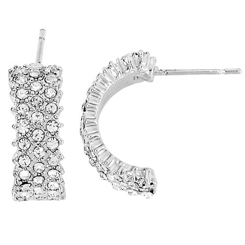6 Pair Silver Plated Hoop Earring Set With Stone Accents - Image 9