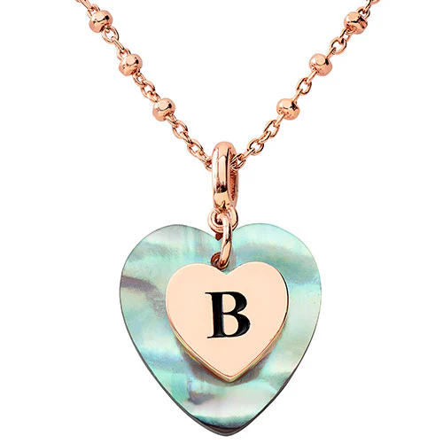 Abalone Pearl Heart Initial Necklace - Image 6