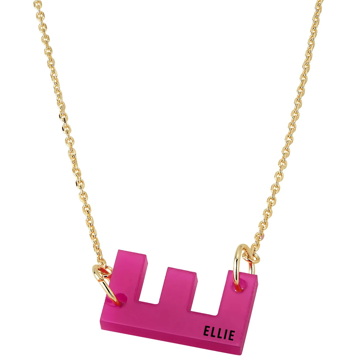 Acrylic Initial with Engraved Name Station Necklace - Image 3