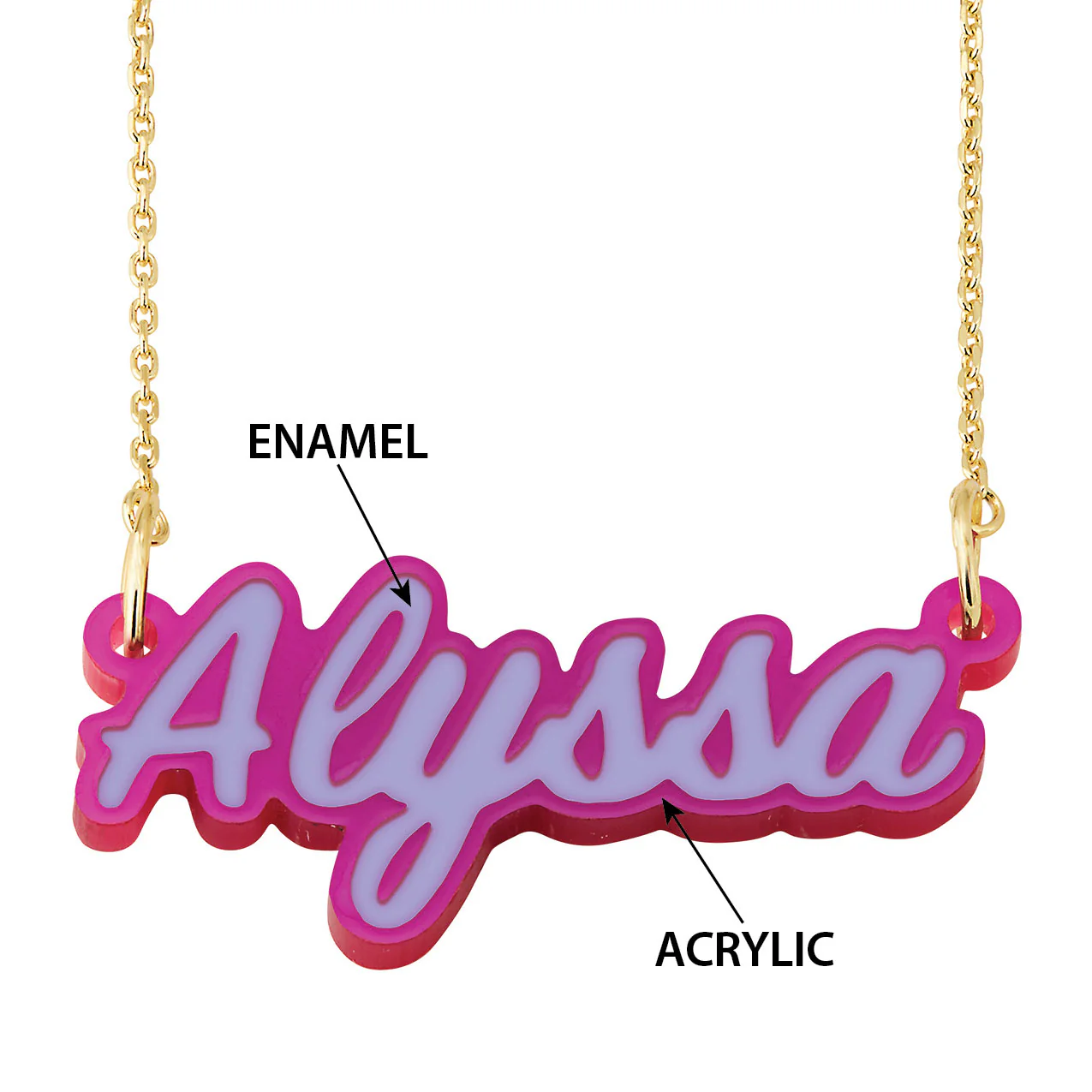 Acrylic Script Name with Enamel Necklace - Image 5