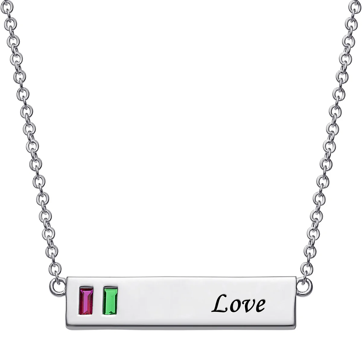 Baguette Birthstone Love Bar Pendant - Image 3