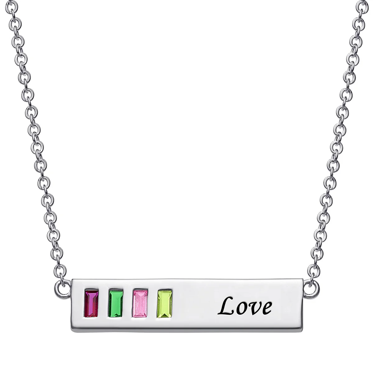 Baguette Birthstone Love Bar Pendant - Image 5