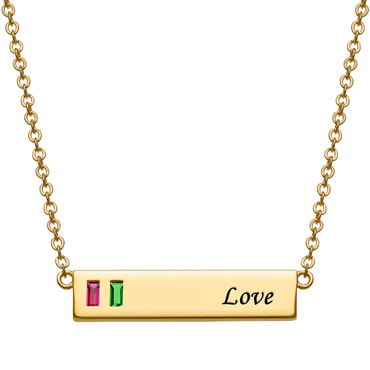 Baguette Birthstone Love Bar Pendant - Image 3