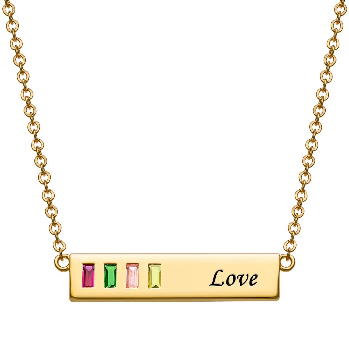 Baguette Birthstone Love Bar Pendant - Image 5