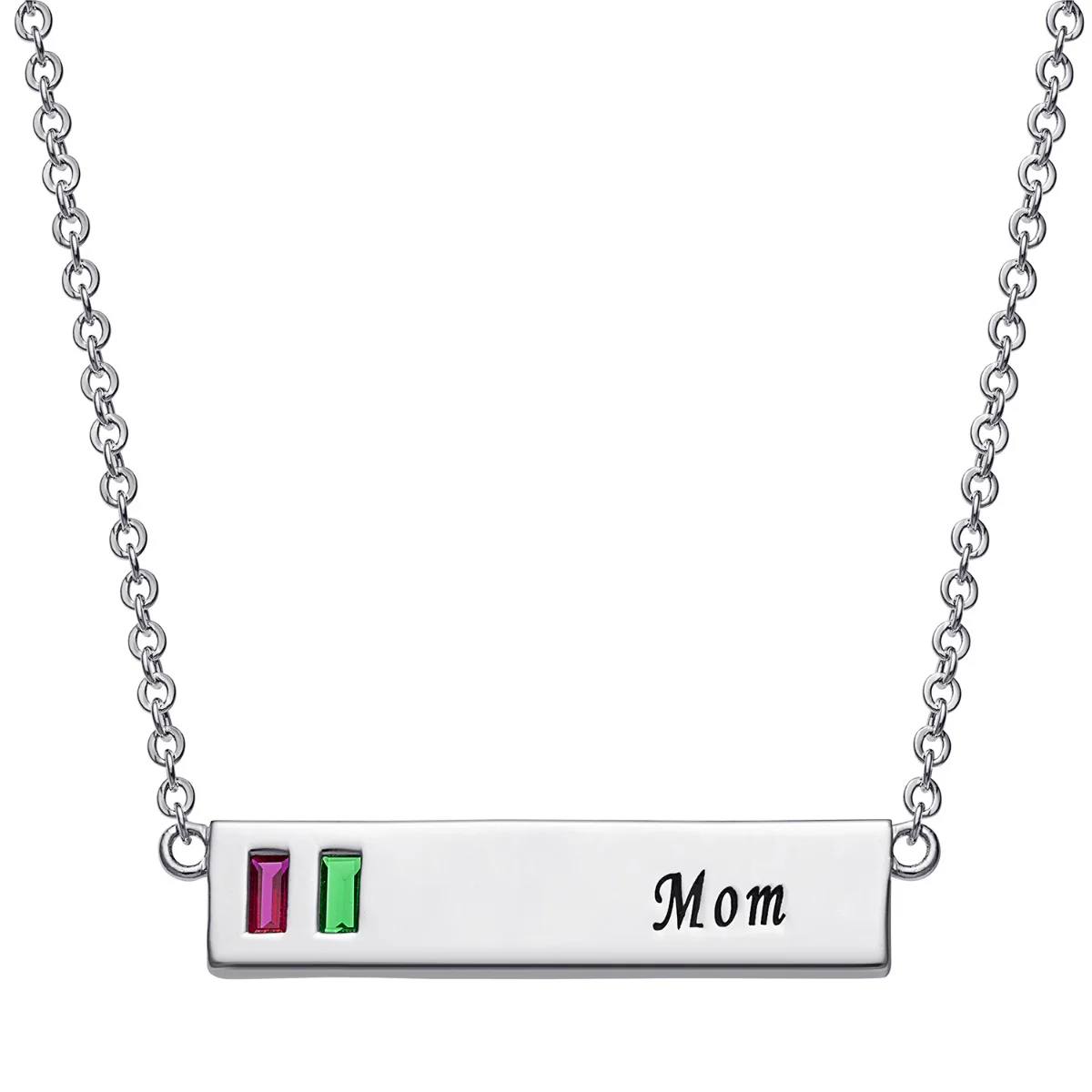 Baguette Birthstone Mom Bar Pendant - Image 3